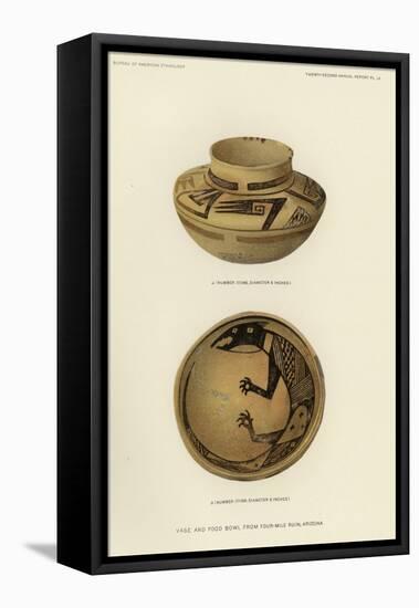 Vase and Food Bowl from Four-Mile Ruin, Arizona-null-Framed Stretched Canvas