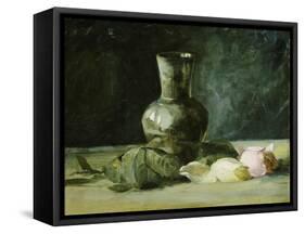 Vase and Roses-Julian Alden Weir-Framed Stretched Canvas