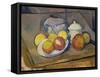 Vase, Apples and Sugar Bowl-Paul Cézanne-Framed Stretched Canvas