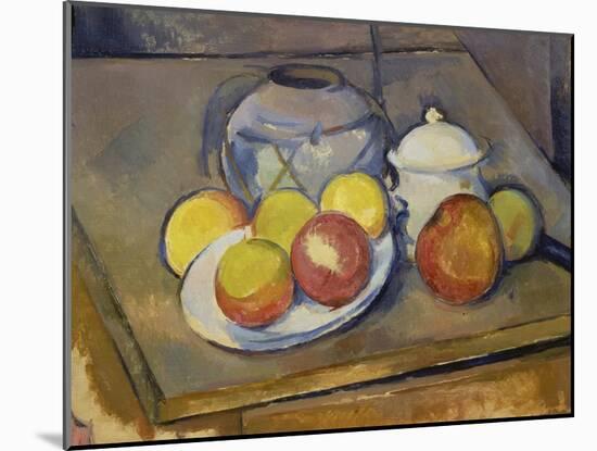 Vase, Apples and Sugar Bowl-Paul Cézanne-Mounted Giclee Print