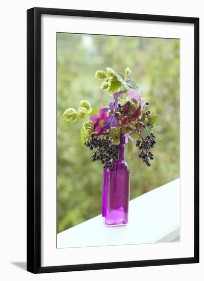 Vase, Bunch, Berries, Hop Blossoms, Flowers, Autumn-Andrea Haase-Framed Photographic Print