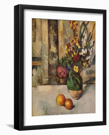 'Vase de Fleurs et Pommes', c19th century-Paul Cezanne-Framed Giclee Print