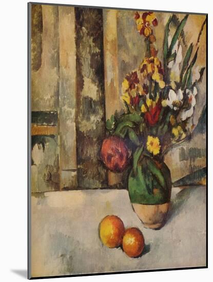 'Vase de Fleurs et Pommes', c19th century-Paul Cezanne-Mounted Giclee Print