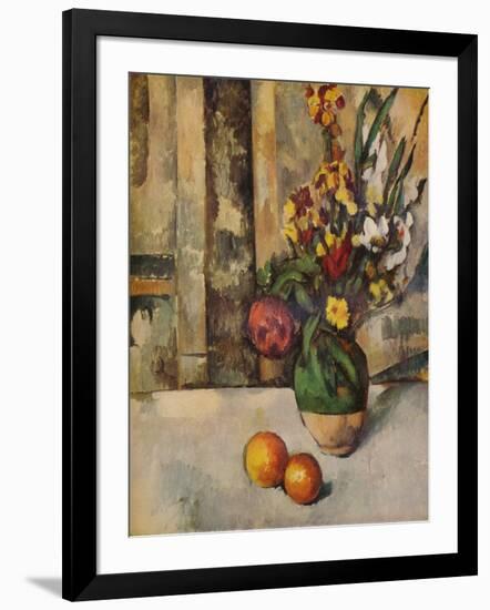 'Vase de Fleurs et Pommes', c19th century-Paul Cezanne-Framed Giclee Print