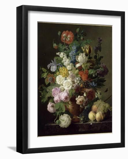 Vase de fleurs, raisins et pêches-Jan Frans van Dael-Framed Giclee Print