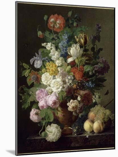 Vase de fleurs, raisins et pêches-Jan Frans van Dael-Mounted Giclee Print