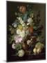 Vase de fleurs, raisins et pêches-Jan Frans van Dael-Mounted Giclee Print