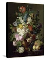 Vase de fleurs, raisins et pêches-Jan Frans van Dael-Stretched Canvas