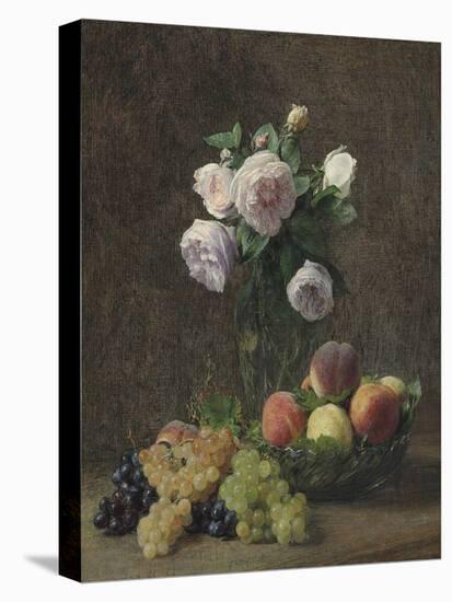 Vase De Roses, Pêches Et Raisins, 1894-Henri Fantin-Latour-Stretched Canvas