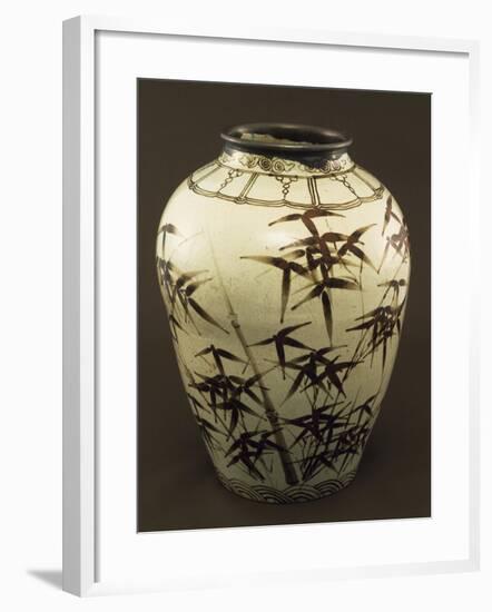 Vase Decorated with Bamboo, White Porcelain, Korea-null-Framed Giclee Print