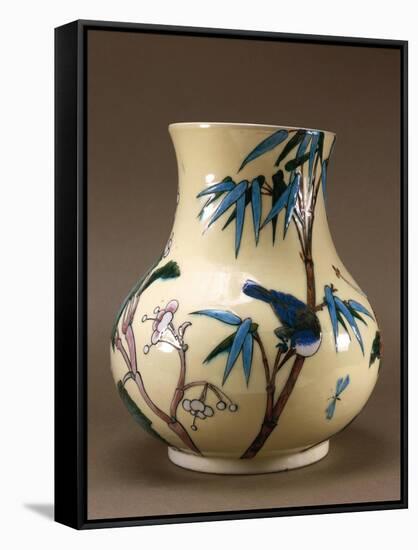 Vase Decorated with Chinese-Inspired Flowers and Birds-Joseph Wright of Derby-Framed Stretched Canvas