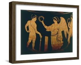 Vase, Decoration Depicting Victory Crowns an Athlete with Olive Branch, Detail-null-Framed Giclee Print
