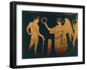 Vase, Decoration Depicting Victory Crowns an Athlete with Olive Branch, Detail-null-Framed Giclee Print