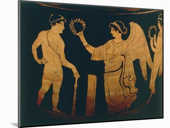 Vase, Decoration Depicting Victory Crowns an Athlete with Olive Branch, Detail-null-Mounted Giclee Print