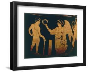 Vase, Decoration Depicting Victory Crowns an Athlete with Olive Branch, Detail-null-Framed Premium Giclee Print