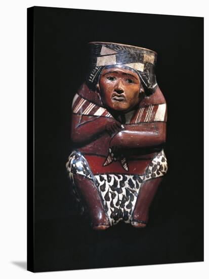 Vase Depicting a Hunter with an Animal Skin Shawl, Nazca Culture, Peru-null-Stretched Canvas