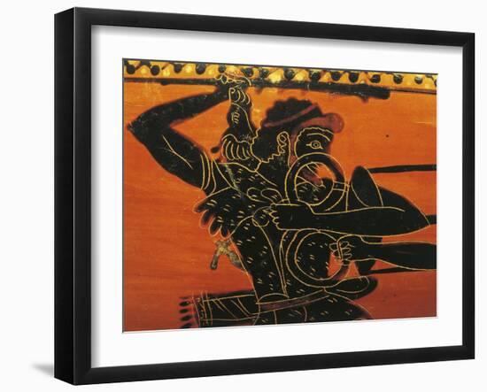 Vase Depicting Athlete, Black-Figure Pottery, Italy, Detail-null-Framed Giclee Print