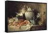 Vase, homard, fruits et gibier-Anne Vallayer-coster-Framed Stretched Canvas