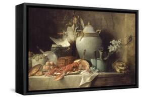 Vase, homard, fruits et gibier-Anne Vallayer-coster-Framed Stretched Canvas