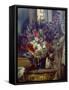 Vase Mit Blumen Auf Einer Konsole-Eugene Delacroix-Framed Stretched Canvas