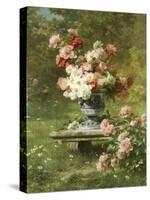 Vase Mit Pfingstrosen in Einem Garten-Louis Marie Lemaire-Stretched Canvas