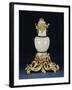 Vase monté en bronze ciselé et doré, fontaine à parfum en céladon craquelé,-null-Framed Giclee Print
