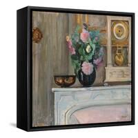 Vase of Flowers and a Clock on a Mantlepiece, C. 1920-Henri Lebasque-Framed Stretched Canvas