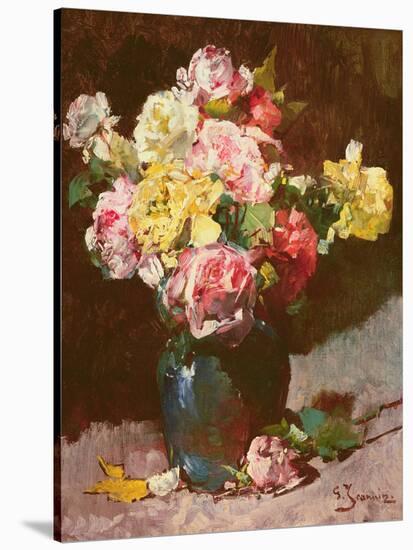 Vase of Flowers (Oil on Canvas)-Georges Jeannin-Stretched Canvas