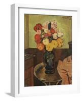 Vase of Flowers on a Round Table, Vase De Fleurs Sur Une Table Ronde, 1920-Suzanne Valadon-Framed Giclee Print