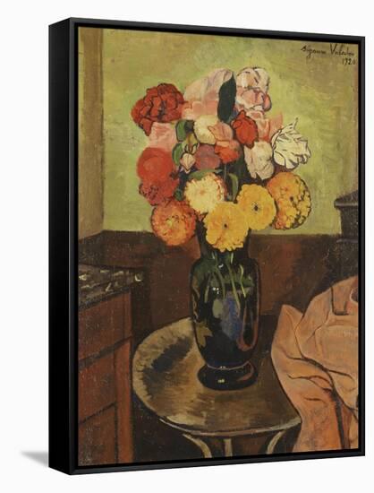 Vase of Flowers on a Round Table-Suzanne Valadon-Framed Stretched Canvas