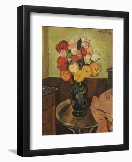 Vase of Flowers on a Round Table-Suzanne Valadon-Framed Premium Giclee Print