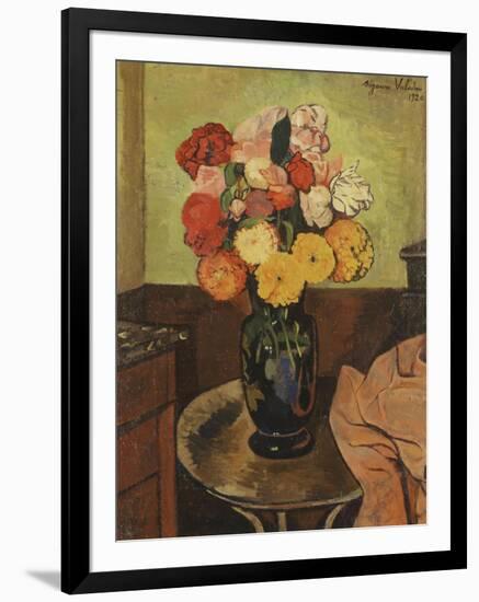 Vase of Flowers on a Round Table-Suzanne Valadon-Framed Giclee Print