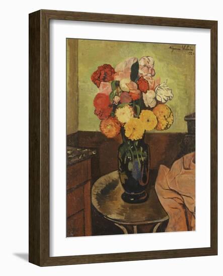 Vase of Flowers on a Round Table-Suzanne Valadon-Framed Giclee Print