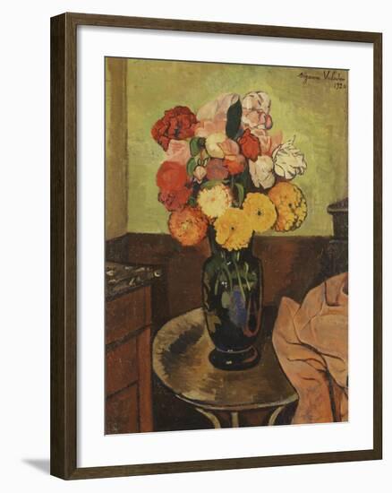 Vase of Flowers on a Round Table-Suzanne Valadon-Framed Giclee Print