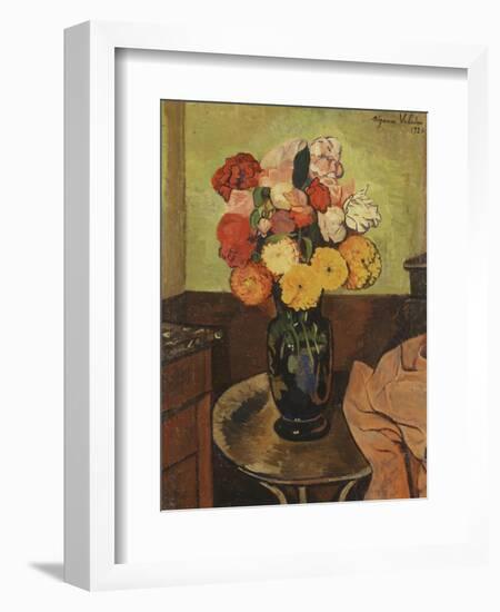 Vase of Flowers on a Round Table-Suzanne Valadon-Framed Giclee Print