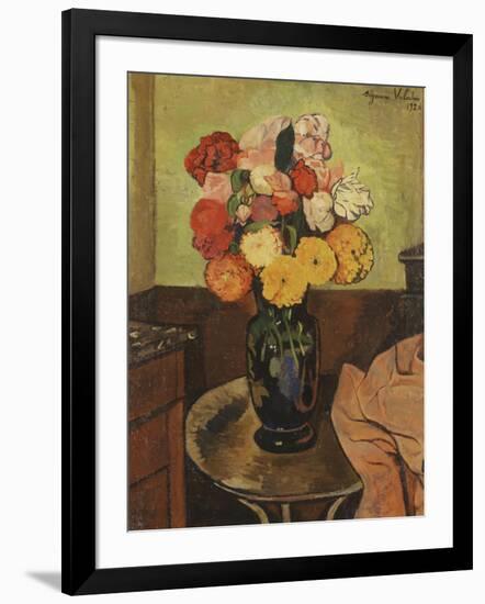 Vase of Flowers on a Round Table-Suzanne Valadon-Framed Giclee Print