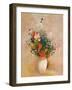 Vase of Flowers (Pink Background)-Odilon Redon-Framed Art Print