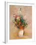 Vase of Flowers (Pink Background)-Odilon Redon-Framed Art Print