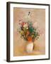 Vase of Flowers (Pink Background)-Odilon Redon-Framed Art Print