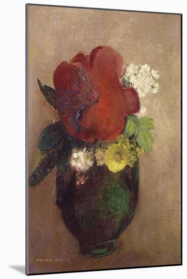 Vase of Flowers, Red Poppy-Odilon Redon-Mounted Giclee Print