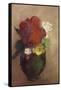 Vase of Flowers, Red Poppy-Odilon Redon-Framed Stretched Canvas