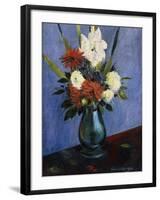 Vase of Flowers with Gladiola and Dahlias; Blumenvase Mit Gladiolen Und Dahlien-Oskar Schlemmer-Framed Giclee Print