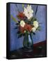 Vase of Flowers with Gladiola and Dahlias; Blumenvase Mit Gladiolen Und Dahlien-Oskar Schlemmer-Framed Stretched Canvas