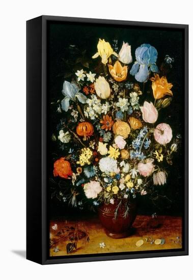 Vase of Flowers, with Irises-Jan the Elder Brueghel-Framed Stretched Canvas