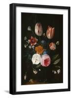 Vase of Flowers with Tulips, Roses and Carnation-Jan van Kessel-Framed Giclee Print