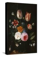Vase of Flowers with Tulips, Roses and Carnation-Jan van Kessel-Stretched Canvas