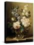 Vase of Flowers with Two Roses-Ludovico Stern-Stretched Canvas