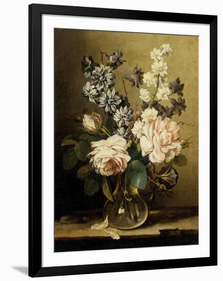 Vase of Flowers with Two Roses-Ludovico Stern-Framed Premium Giclee Print