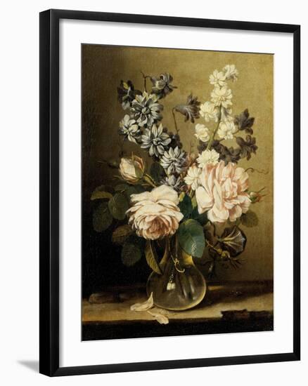 Vase of Flowers with Two Roses-Ludovico Stern-Framed Giclee Print