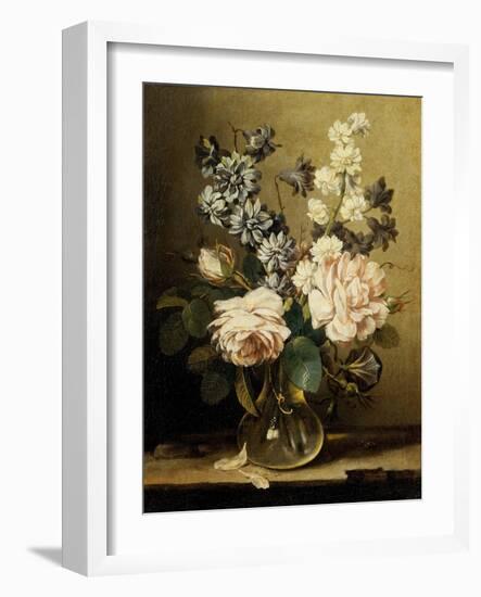 Vase of Flowers with Two Roses-Ludovico Stern-Framed Giclee Print